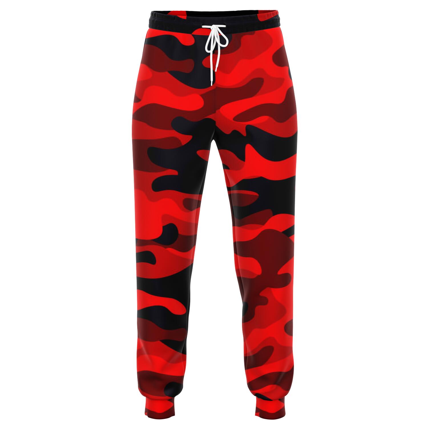 Red And Black Camouflage Print Jogger Pants