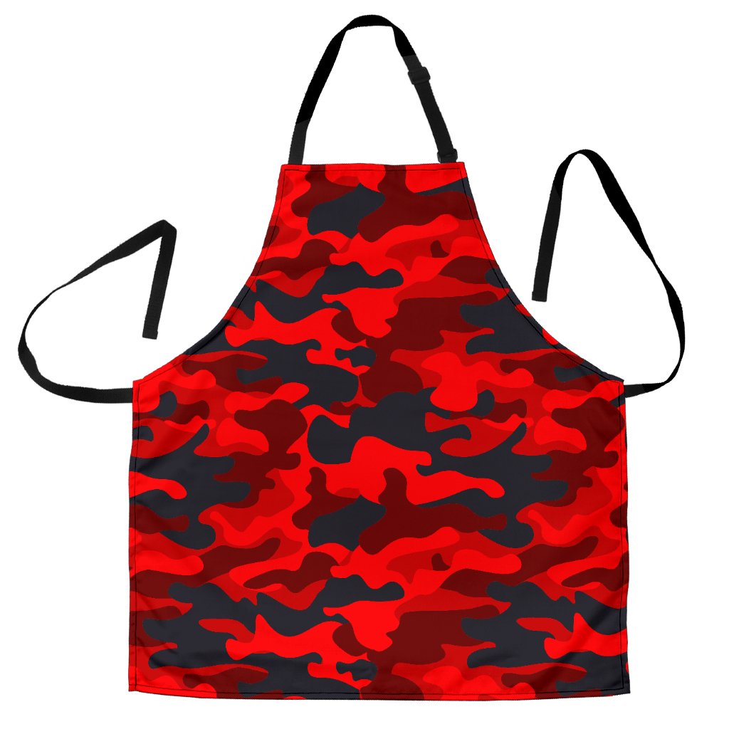 Red And Black Camouflage Print Men's Apron