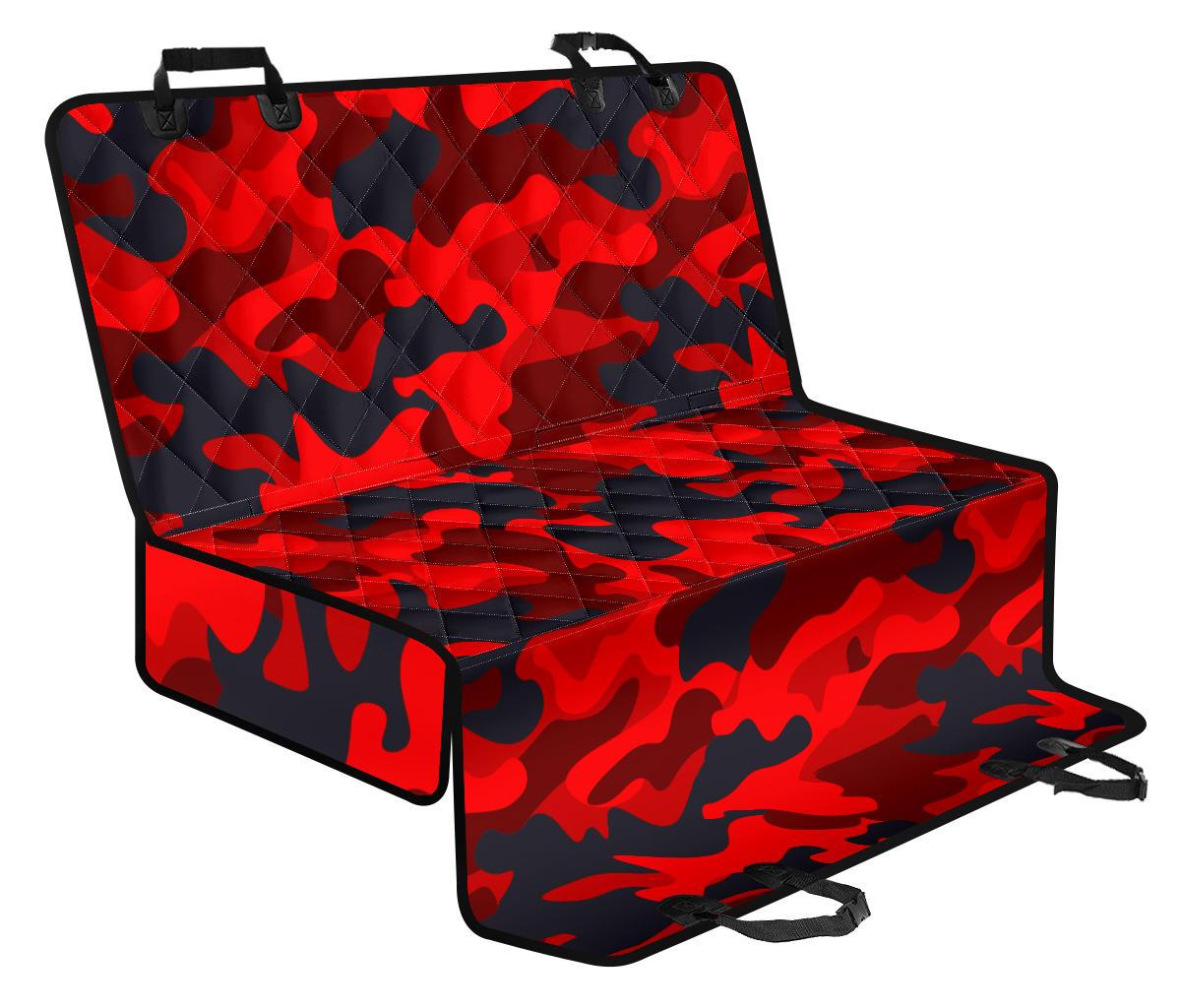 Red And Black Camouflage Print Pet Car Back Seat Cover