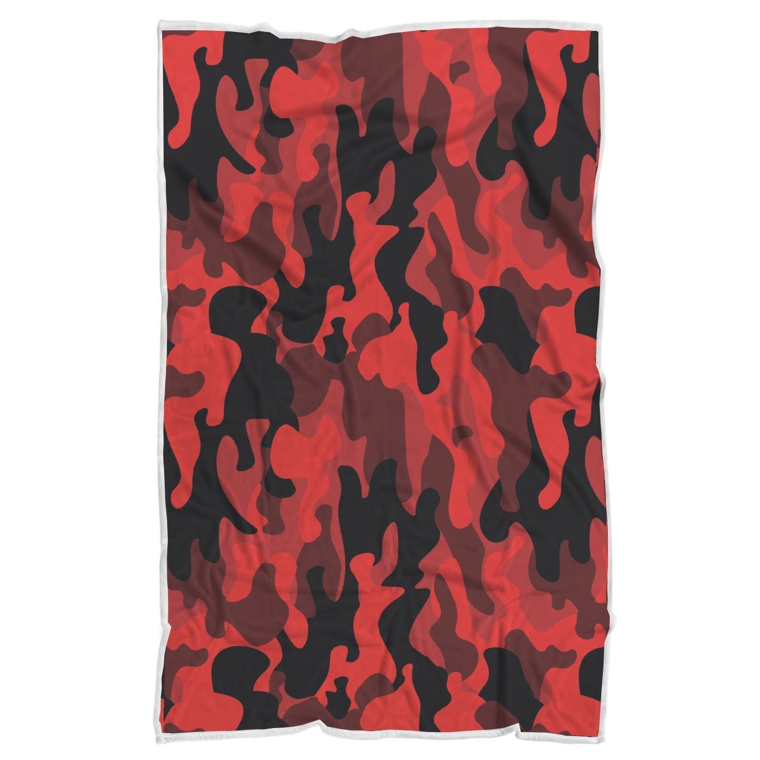Red And Black Camouflage Print Sherpa Blanket