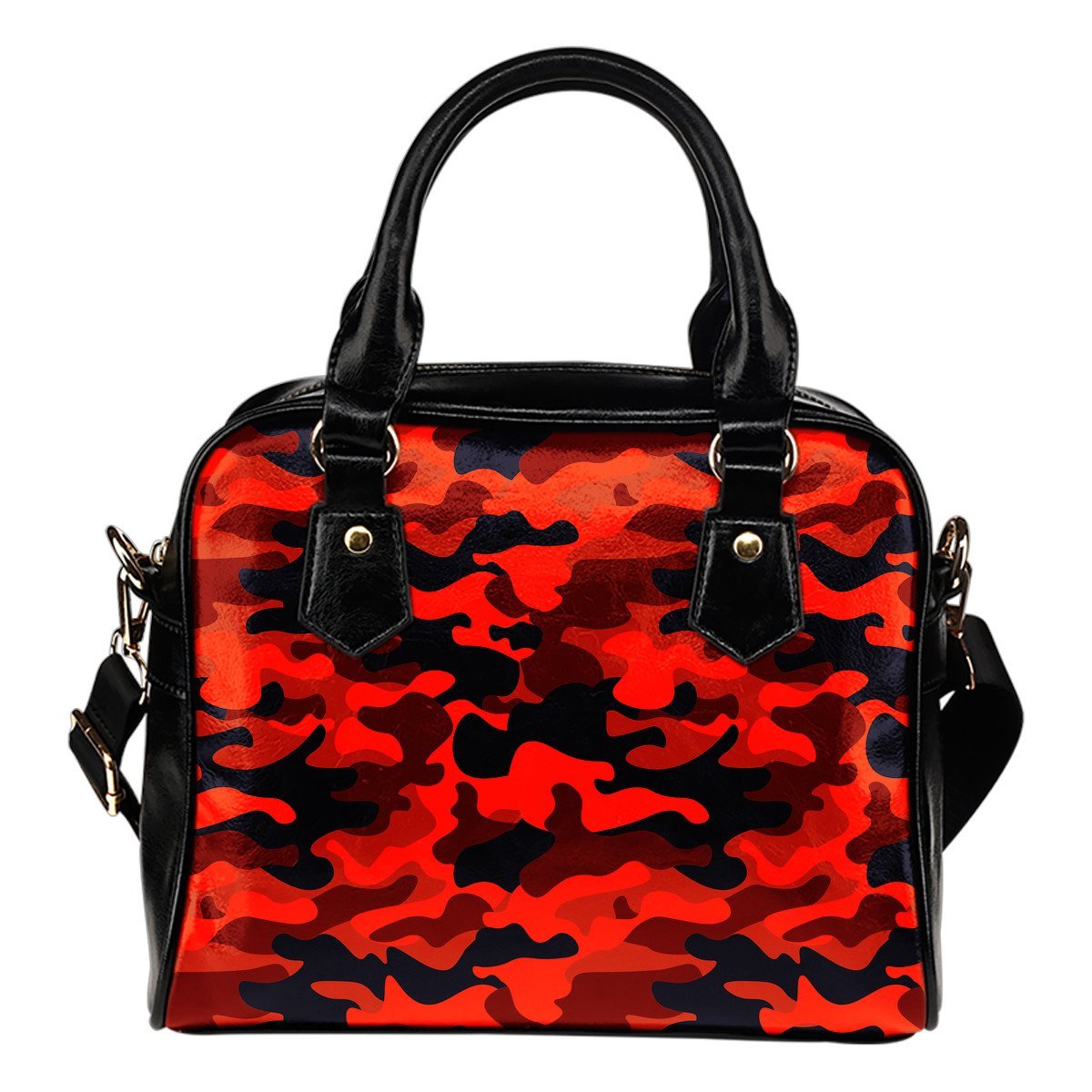 Red And Black Camouflage Print Shoulder Handbag