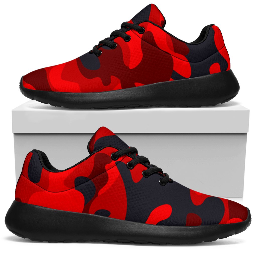 Red And Black Camouflage Print Sport Sneakers