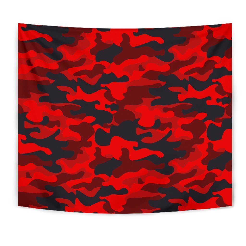 Red And Black Camouflage Print Wall Tapestry