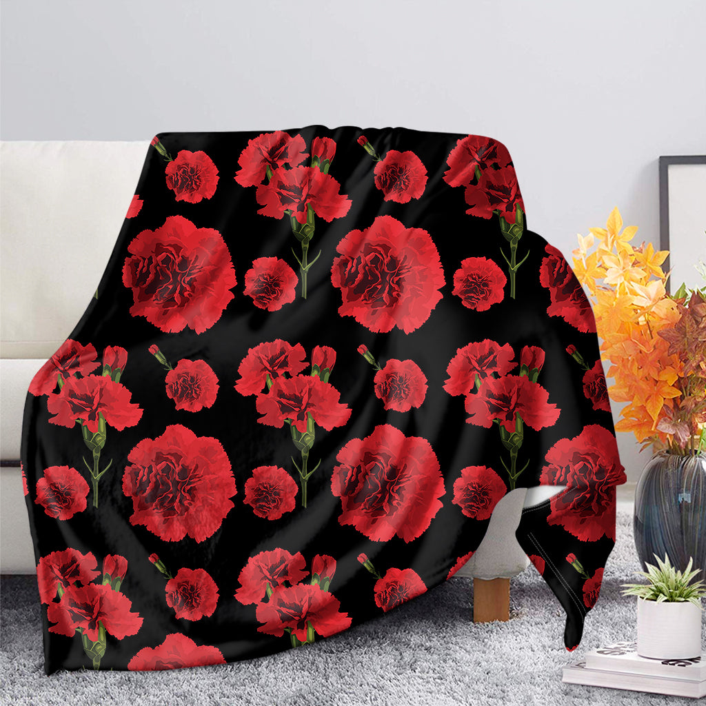 Red And Black Carnation Pattern Print Blanket