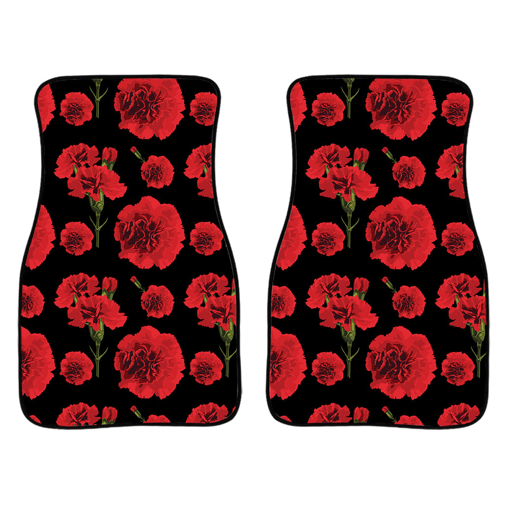 Red And Black Carnation Pattern Print Front Car Floor Mats