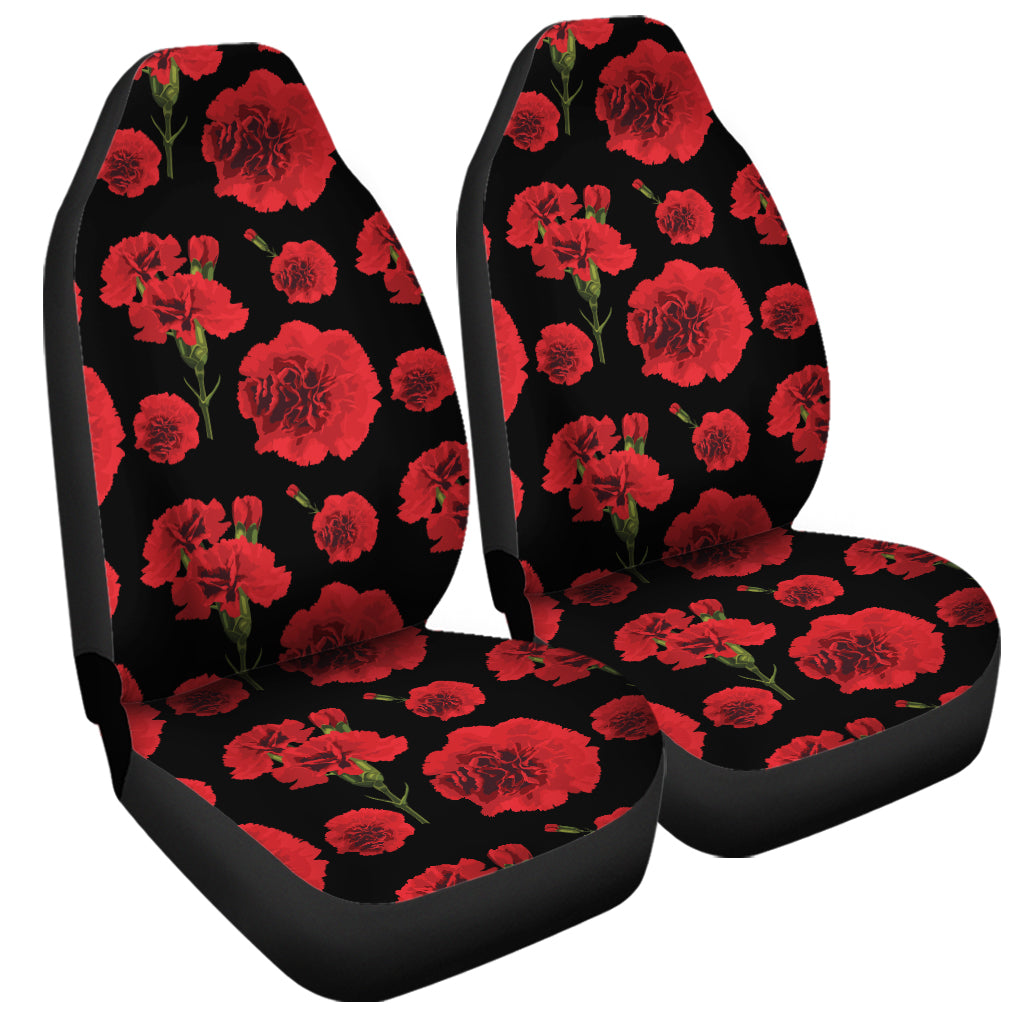 Red And Black Carnation Pattern Print Universal Fit Car Seat Covers