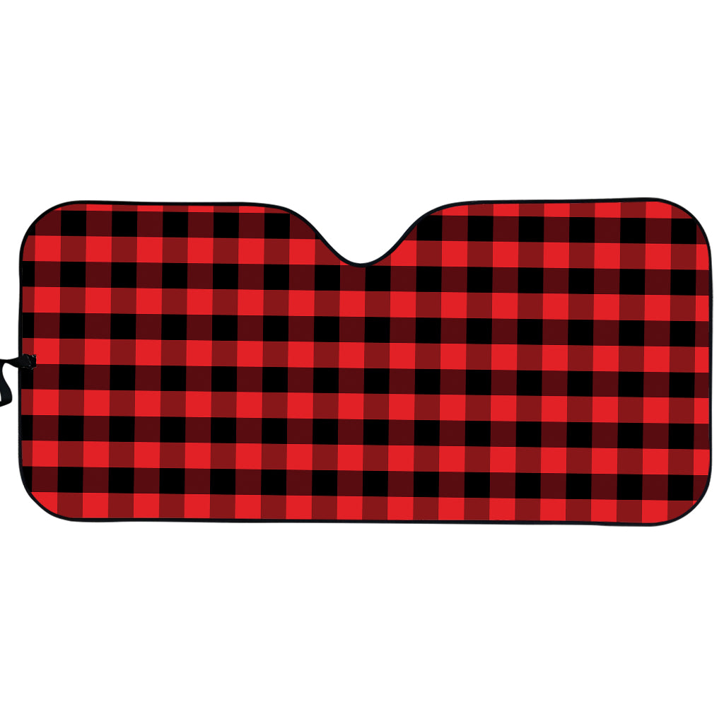 Red And Black Check Pattern Print Car Sun Shade