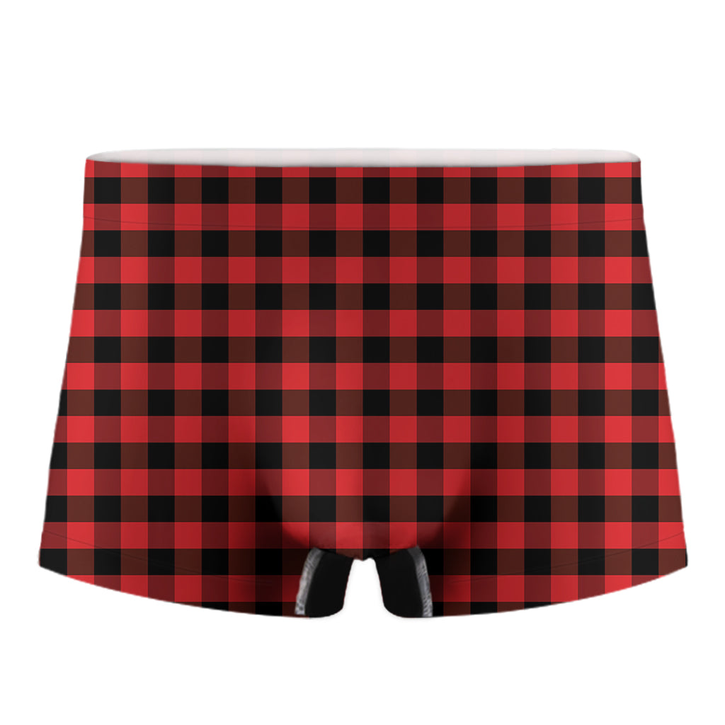 Red And Black Check Pattern Print Men's Boxer Briefs