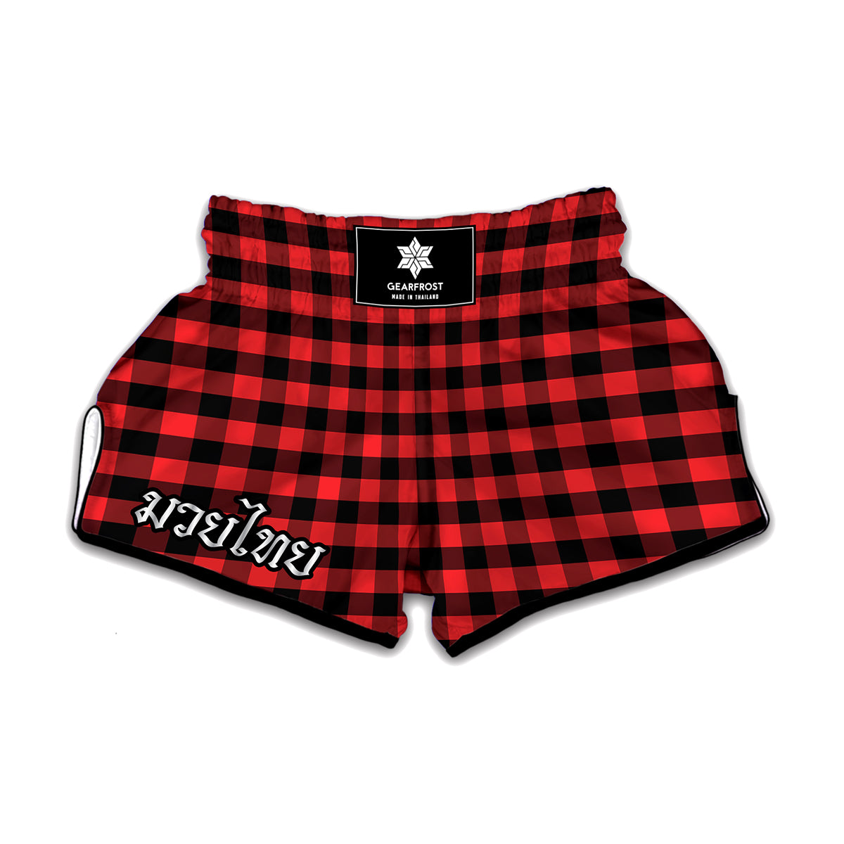 Red And Black Check Pattern Print Muay Thai Boxing Shorts