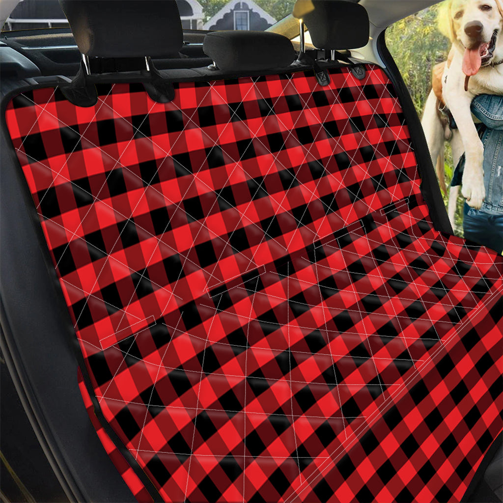 Red And Black Check Pattern Print Pet Car Back Seat Cover