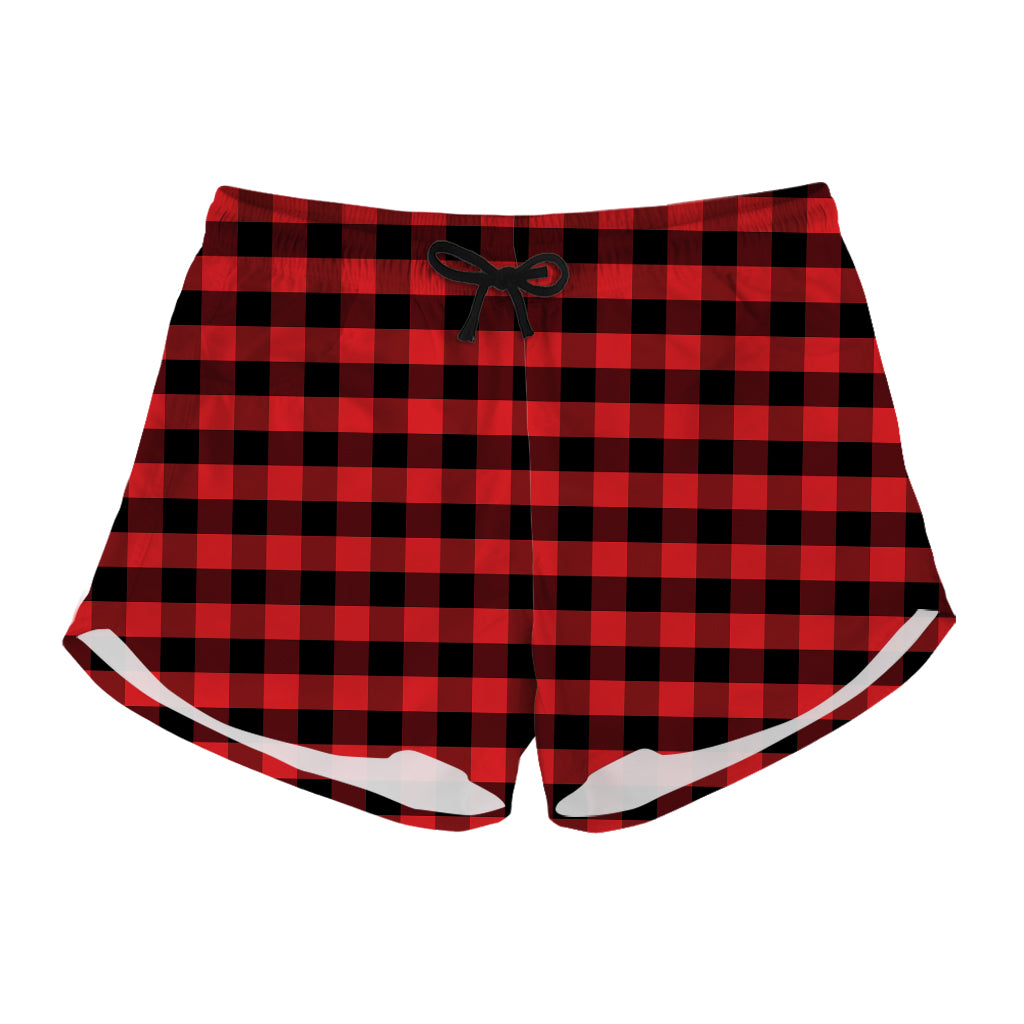 Red And Black Check Pattern Print Women's Shorts