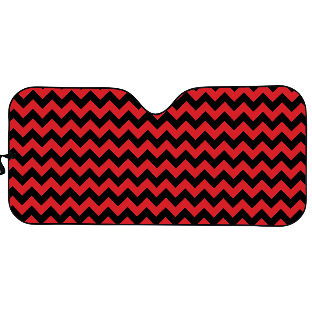 Red And Black Chevron Pattern Print Car Sun Shade