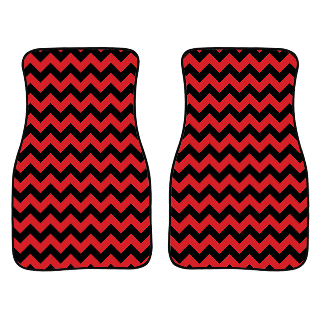 Red And Black Chevron Pattern Print Front Car Floor Mats