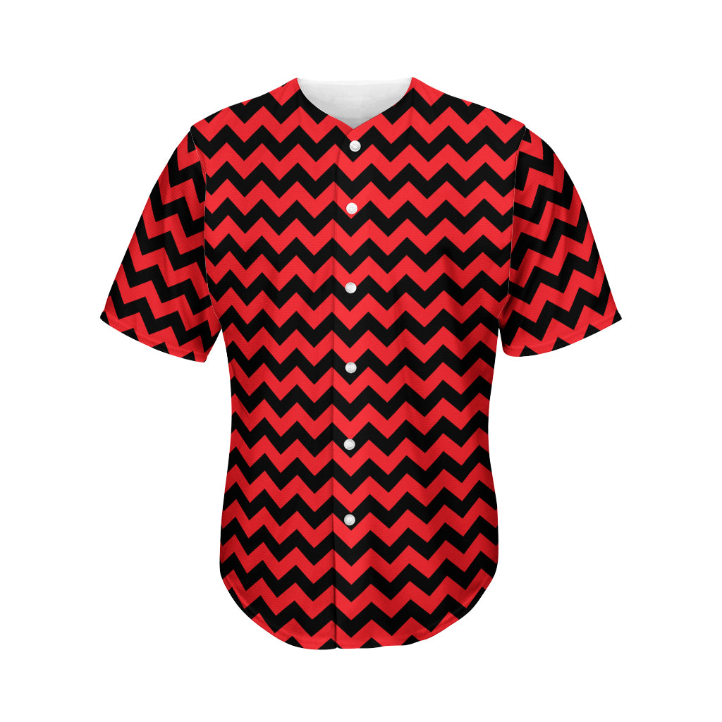 Red And Black Chevron Pattern Print Men's Baseball Jersey