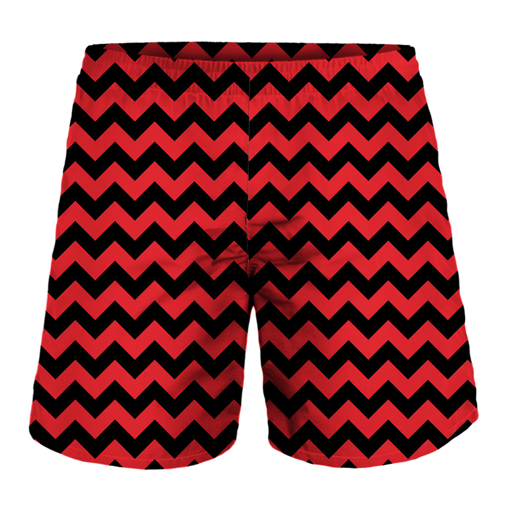 Red And Black Chevron Pattern Print Men's Shorts