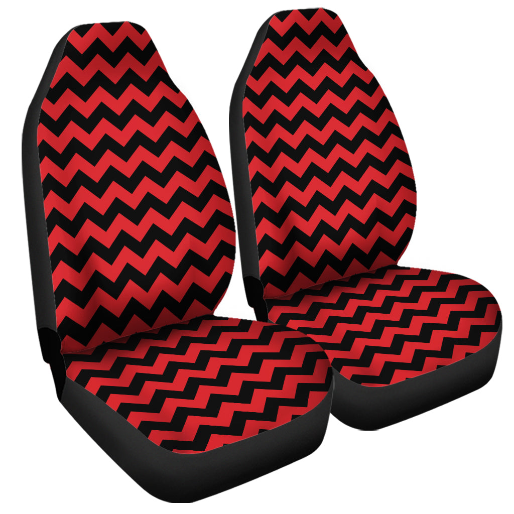 Red And Black Chevron Pattern Print Universal Fit Car Seat Covers