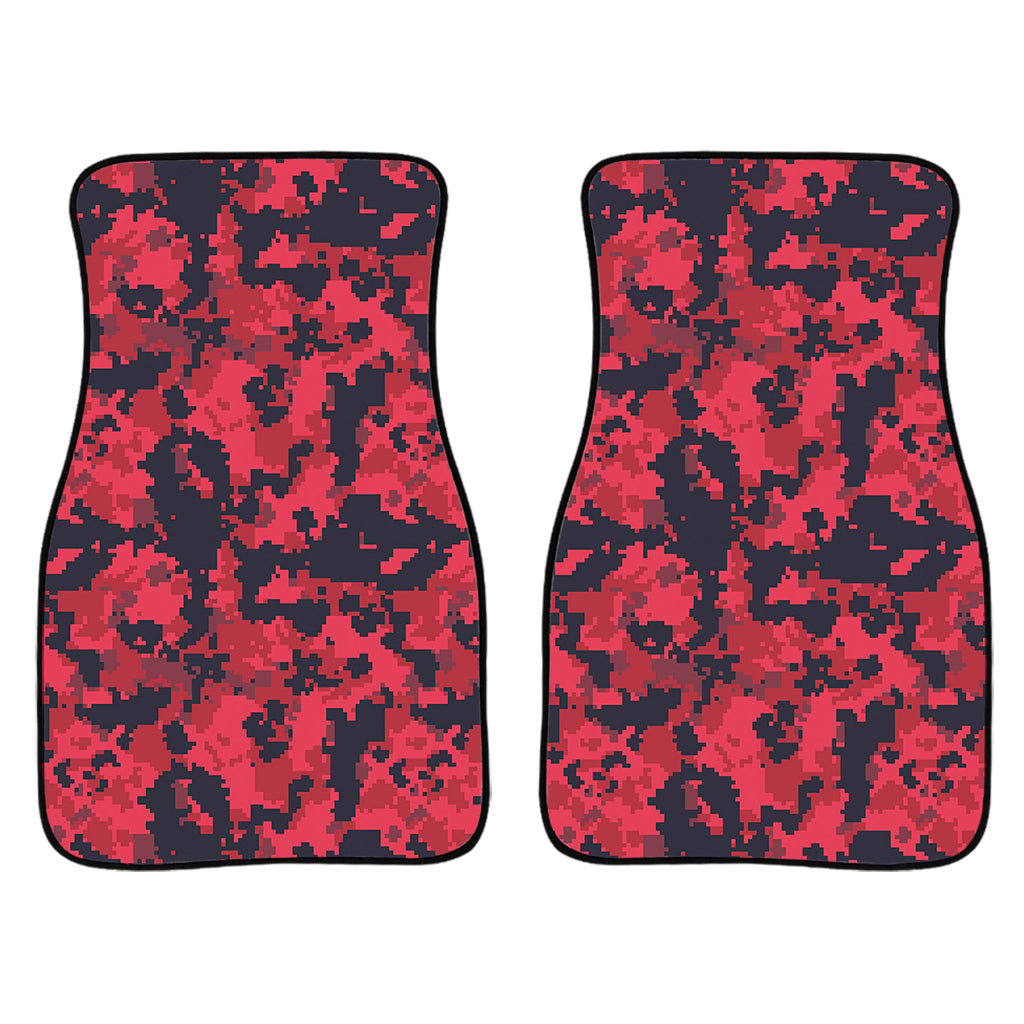 Red And Black Digital Camo Pattern Print Front Car Floor Mats