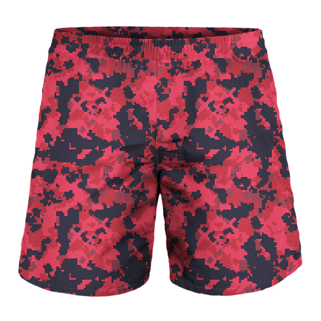 Red And Black Digital Camo Pattern Print Men's Shorts