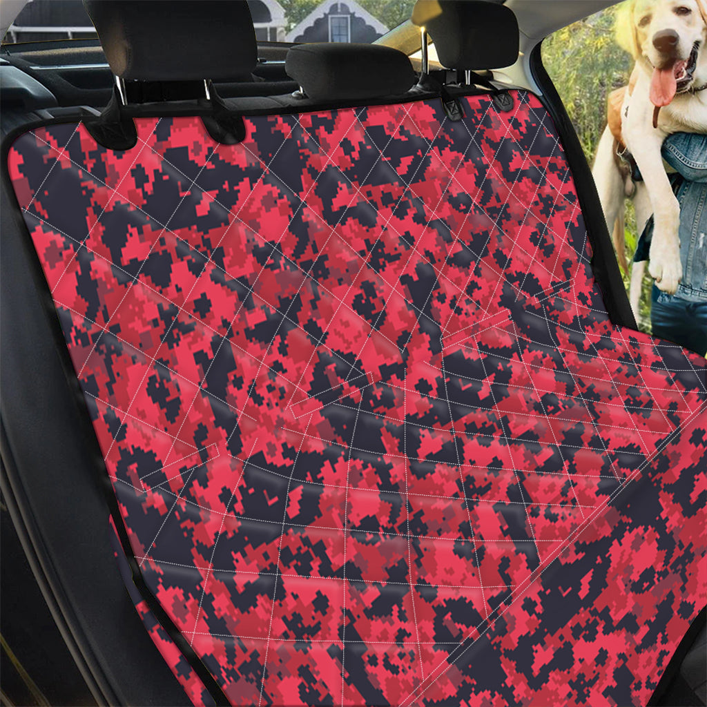 Red And Black Digital Camo Pattern Print Pet Car Back Seat Cover