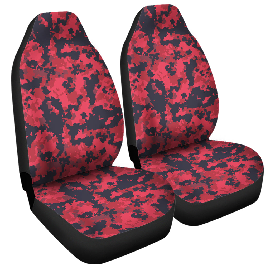 Red And Black Digital Camo Pattern Print Universal Fit Car Seat Covers