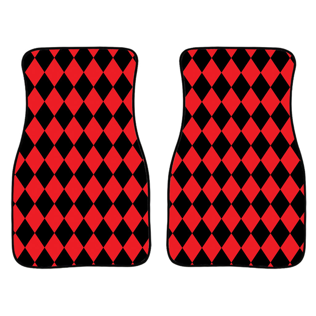 Red And Black Harlequin Pattern Print Front Car Floor Mats