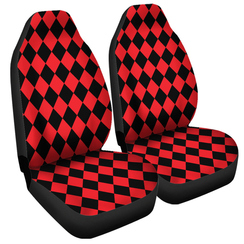 Red And Black Harlequin Pattern Print Universal Fit Car Seat Covers