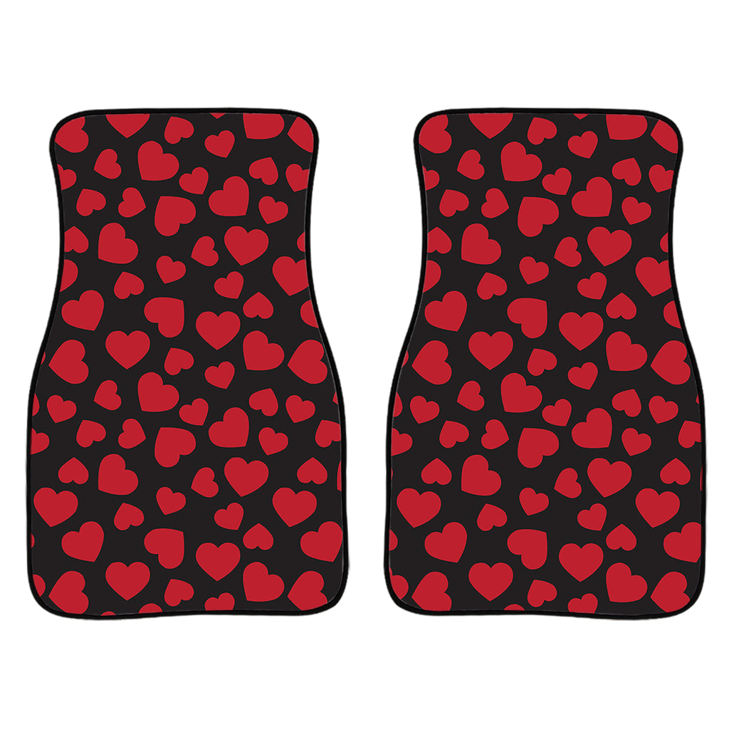 Red And Black Heart Pattern Print Front Car Floor Mats