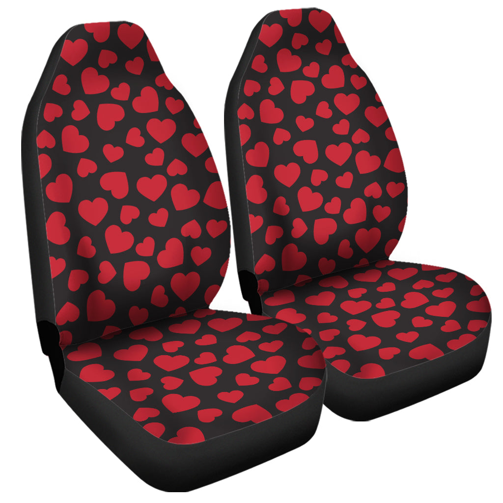 Red And Black Heart Pattern Print Universal Fit Car Seat Covers