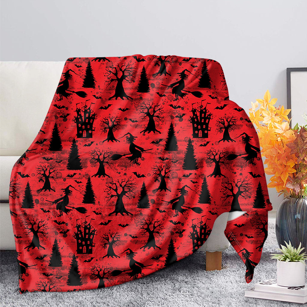 Red And Black Horror Witch Pattern Print Blanket