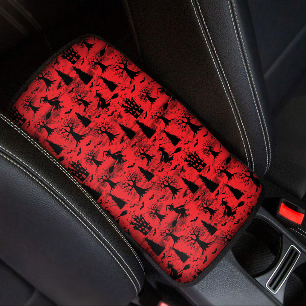 Red And Black Horror Witch Pattern Print Car Center Console Cover