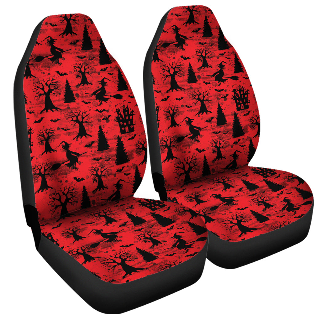 Red And Black Horror Witch Pattern Print Universal Fit Car Seat Covers