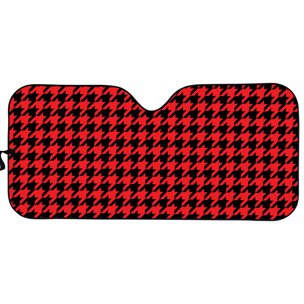 Red And Black Houndstooth Pattern Print Car Sun Shade