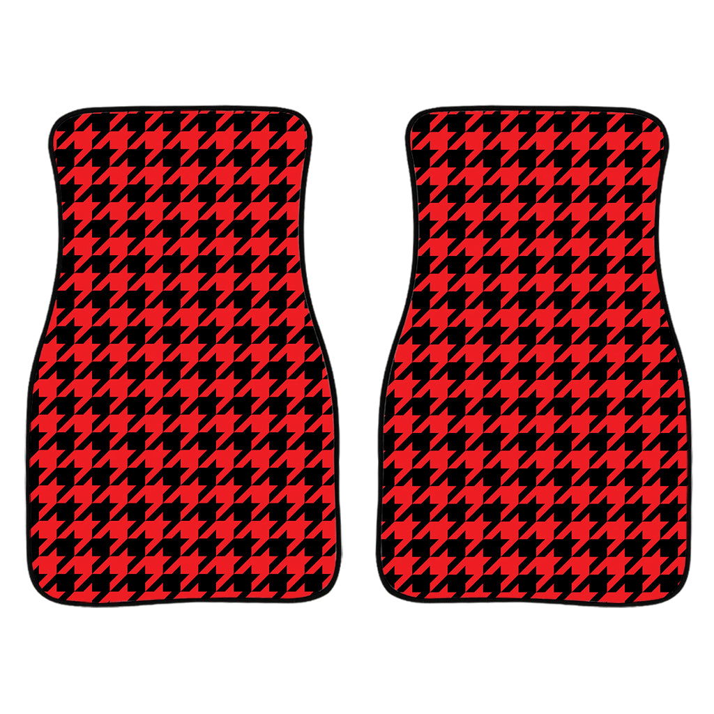 Red And Black Houndstooth Pattern Print Front Car Floor Mats