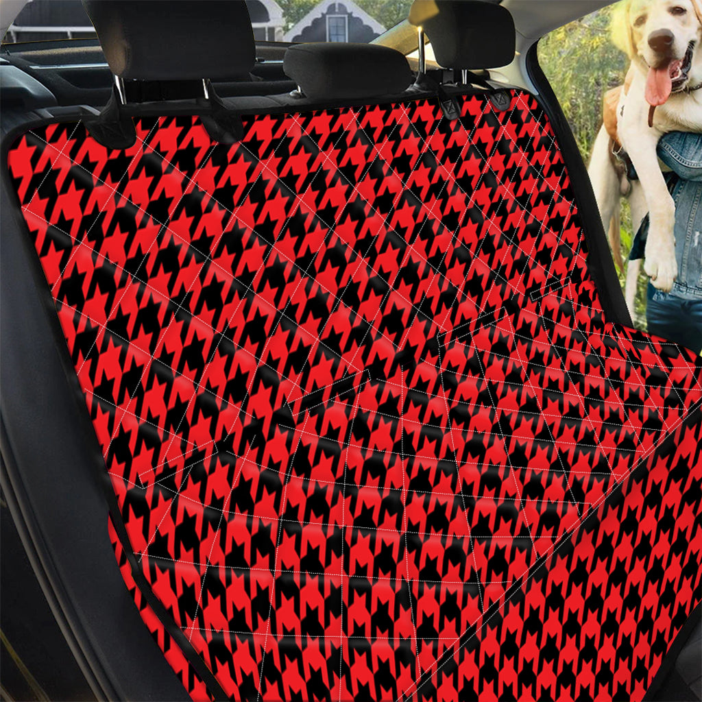 Red And Black Houndstooth Pattern Print Pet Car Back Seat Cover