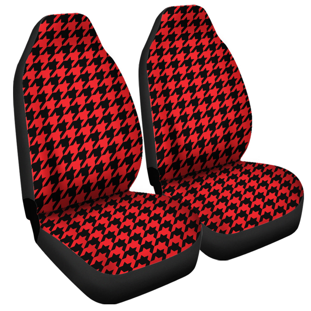 Red And Black Houndstooth Pattern Print Universal Fit Car Seat Covers