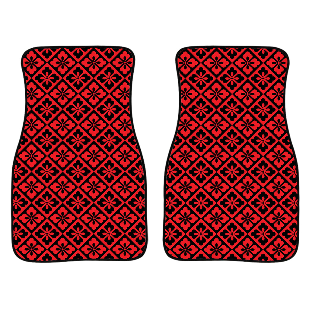 Red And Black Japanese Pattern Print Front Car Floor Mats