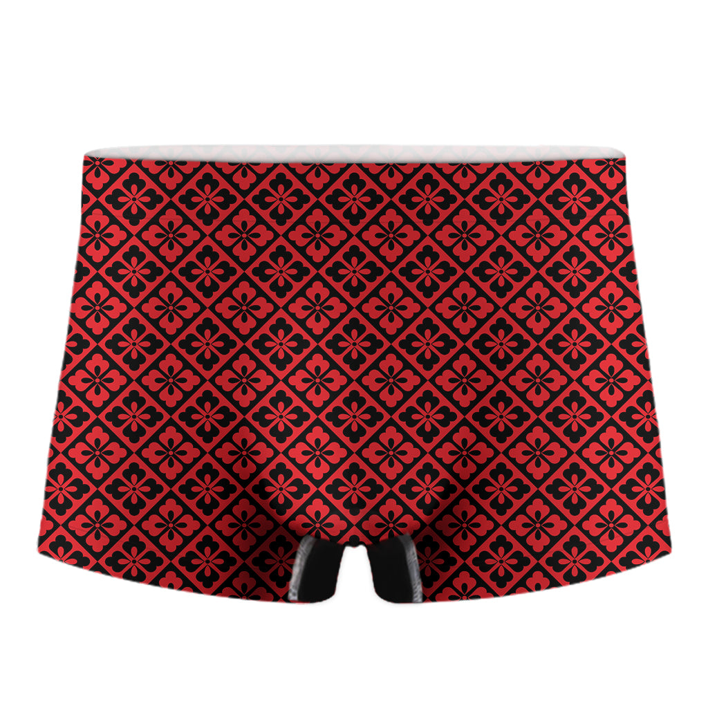 Red And Black Japanese Pattern Print Men's Boxer Briefs