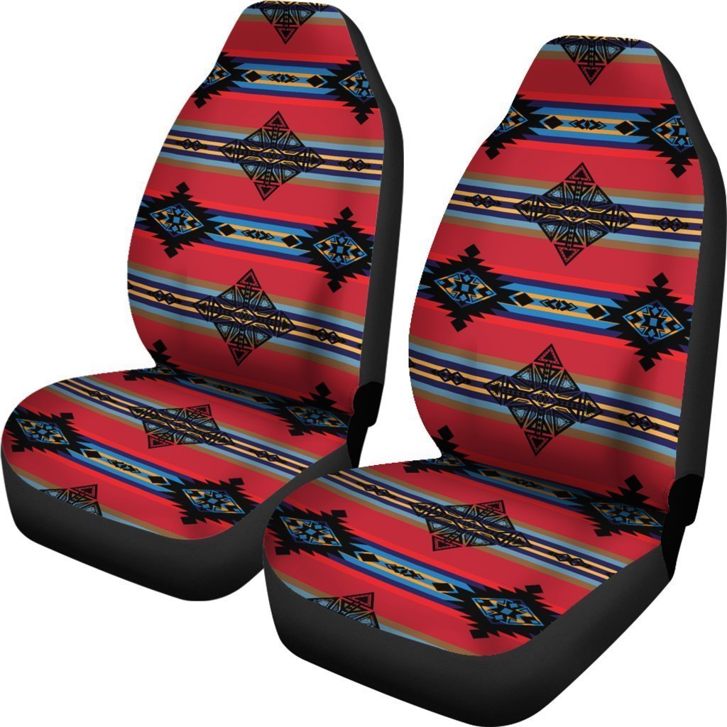 Red And Black Native Mexican Tribal Universal Fit Car Seat Covers