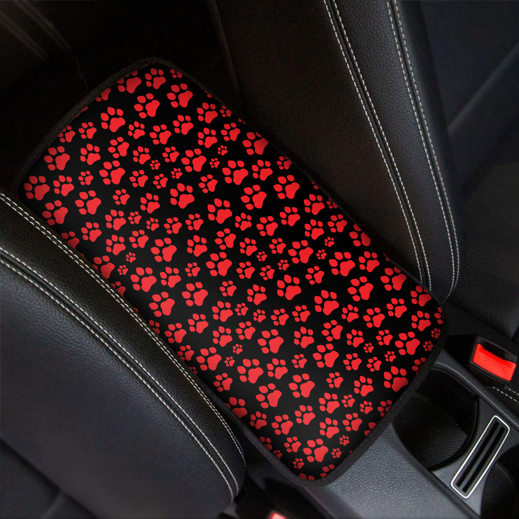 Red And Black Paw Pattern Print Car Center Console Cover