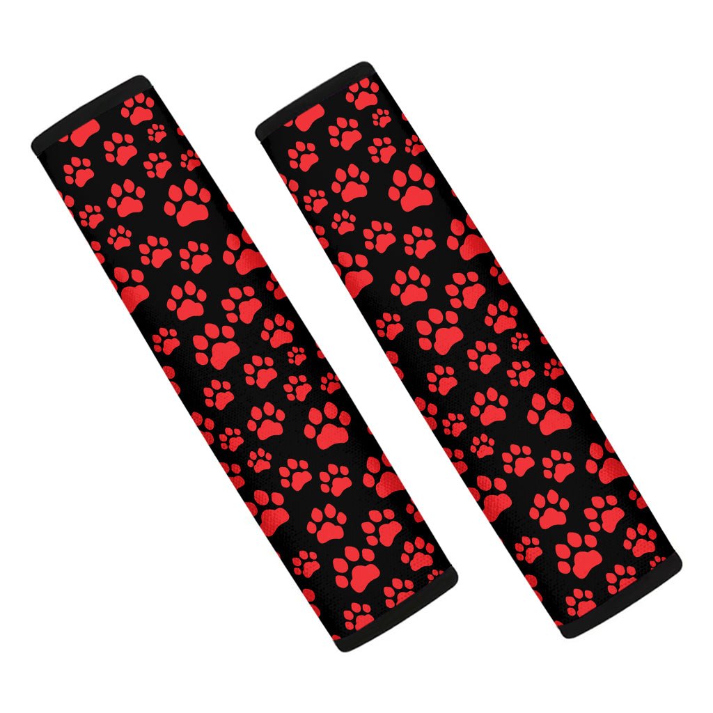 Red And Black Paw Pattern Print Car Seat Belt Covers