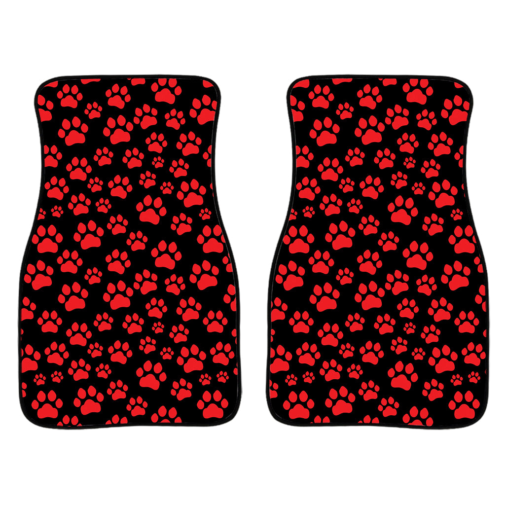 Red And Black Paw Pattern Print Front Car Floor Mats