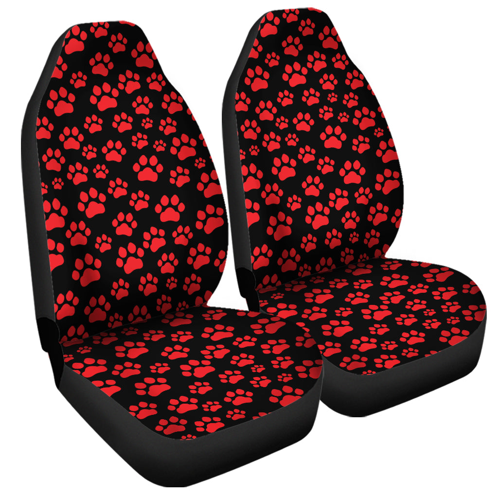 Red And Black Paw Pattern Print Universal Fit Car Seat Covers