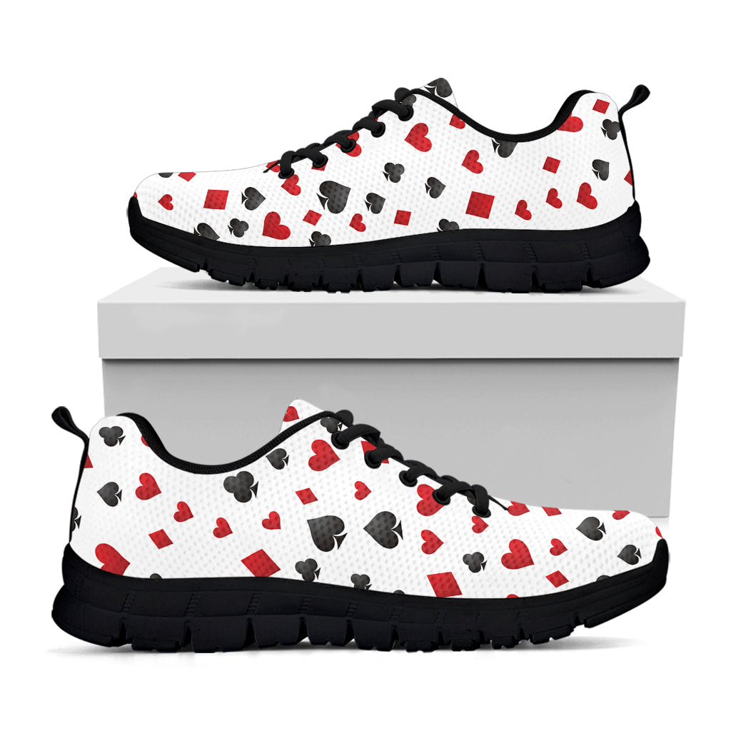 Red And Black Playing Card Suits Print Black Sneakers