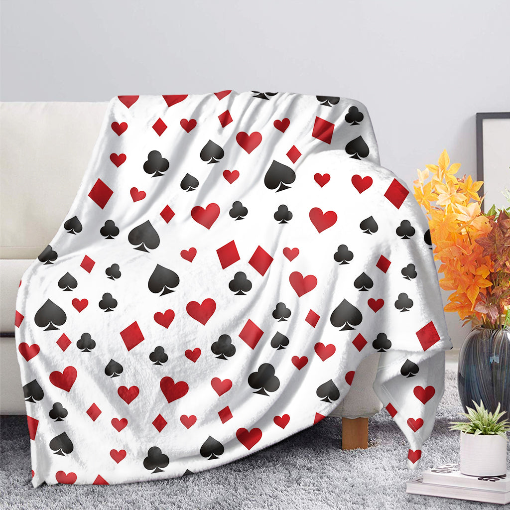 Red And Black Playing Card Suits Print Blanket