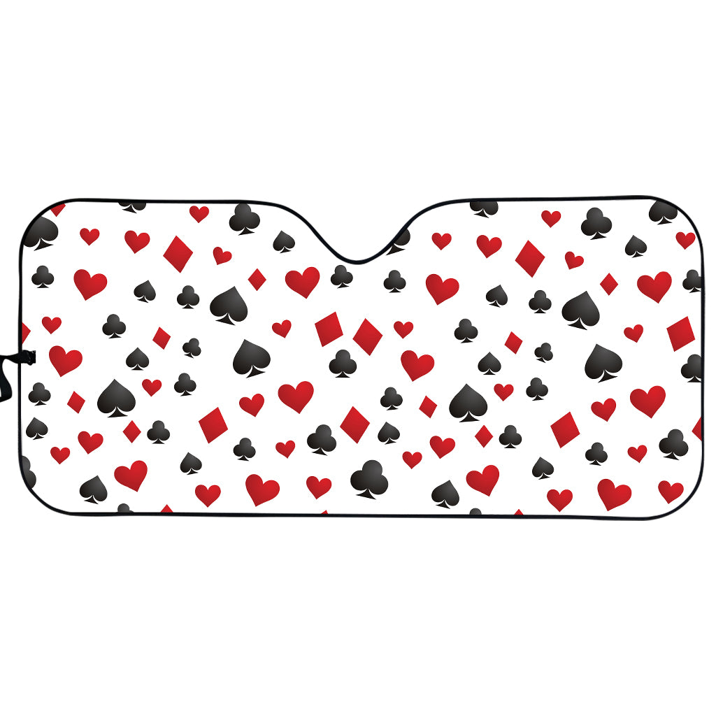 Red And Black Playing Card Suits Print Car Sun Shade