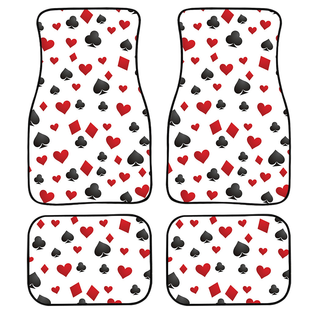 Red And Black Playing Card Suits Print Front and Back Car Floor Mats