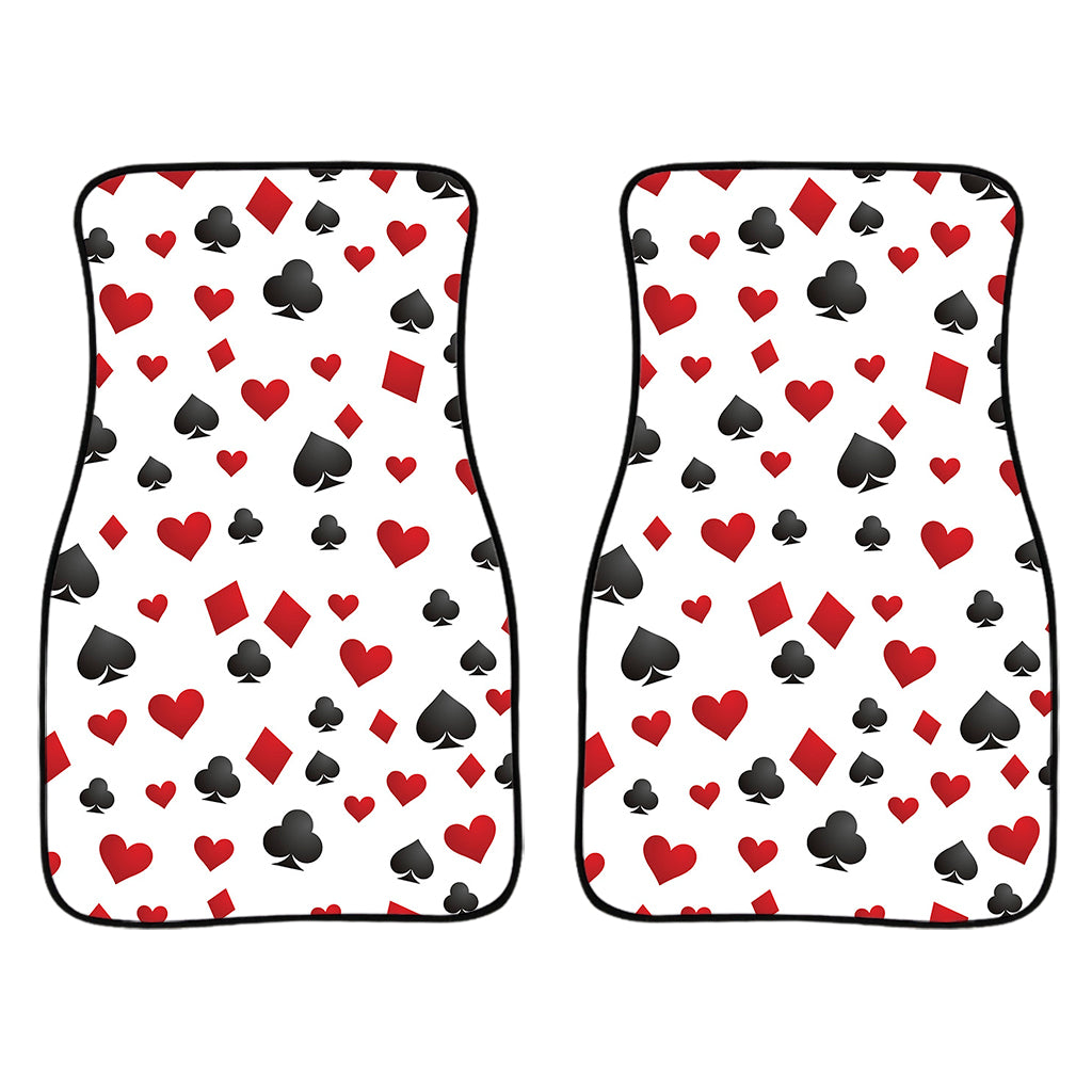 Red And Black Playing Card Suits Print Front Car Floor Mats