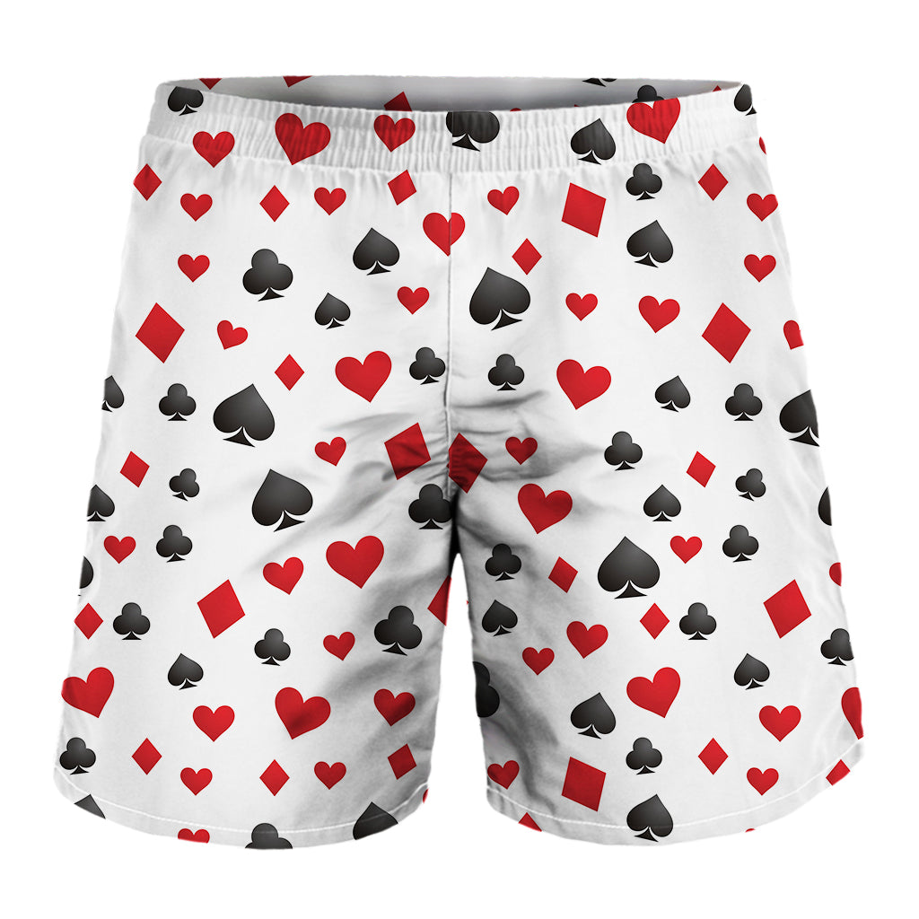 Red And Black Playing Card Suits Print Men's Shorts