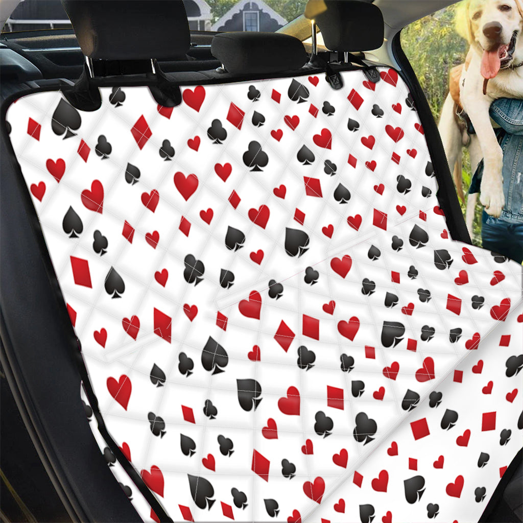 Red And Black Playing Card Suits Print Pet Car Back Seat Cover