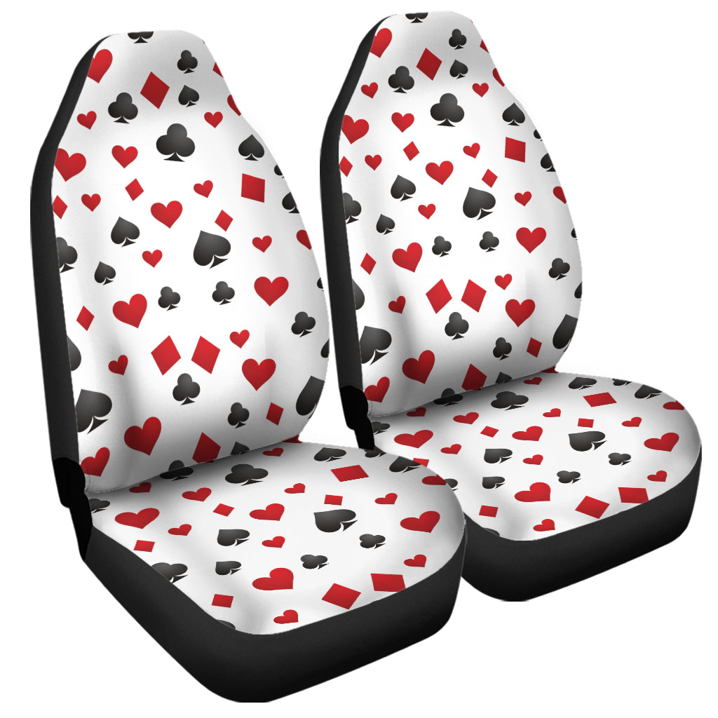 Red And Black Playing Card Suits Print Universal Fit Car Seat Covers